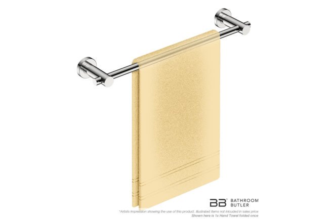 Single Towel Bar 430mm/17inch 4870 with artists impression of one single folded hand towel - Bathroom Butler