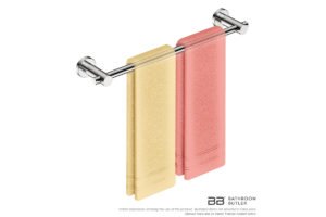 Single Towel Bar 430mm/17inch 4870 with artists impression of two double folded hand towels - Bathroom Butler