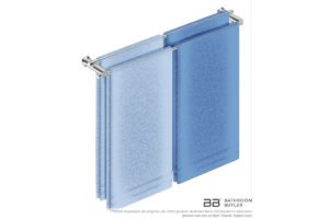 Double Towel Bar 800mm 5685 with artists impression of four single folded bath towels - Bathroom Butler