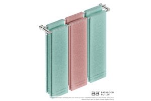 Double Towel Bar 800mm 5685 with artists impression of six double folded bath sheets - Bathroom Butler