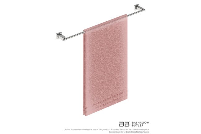 Single Towel Bar 800mm 8675 with artists impression of one single folded bath sheet - Bathroom Butler