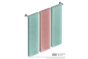 Single Towel Bar 800mm 8675 with artists impression of three double folded bath sheets - Bathroom Butler