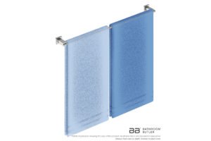 Single Towel Bar 800mm 8675 with artists impression of two single folded bath towels - Bathroom Butler