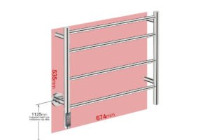 Foot print wall size for NATURAL 4 Bar 650mm Straight with TDC Timer